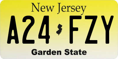 NJ license plate A24FZY
