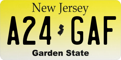 NJ license plate A24GAF