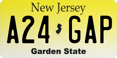 NJ license plate A24GAP