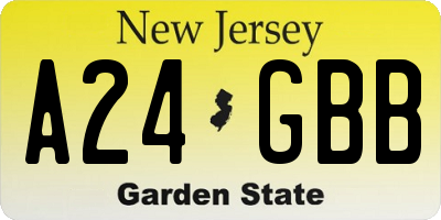 NJ license plate A24GBB