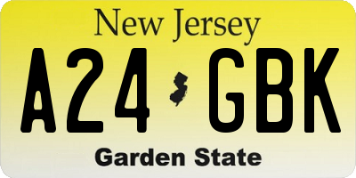 NJ license plate A24GBK