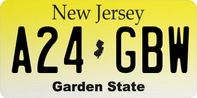 NJ license plate A24GBW