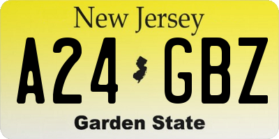 NJ license plate A24GBZ