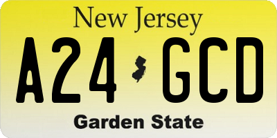 NJ license plate A24GCD