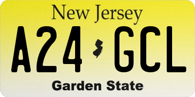 NJ license plate A24GCL