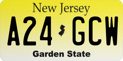 NJ license plate A24GCW
