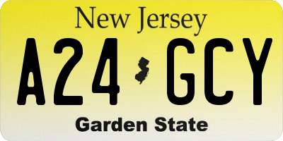 NJ license plate A24GCY