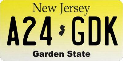 NJ license plate A24GDK