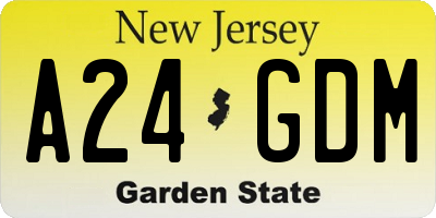 NJ license plate A24GDM