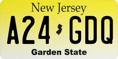 NJ license plate A24GDQ