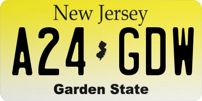 NJ license plate A24GDW