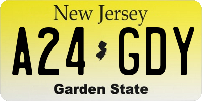 NJ license plate A24GDY