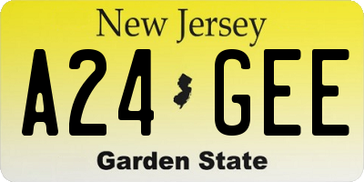 NJ license plate A24GEE