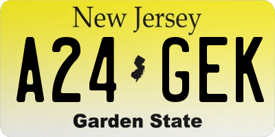 NJ license plate A24GEK