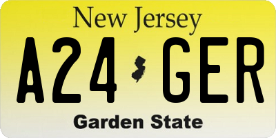 NJ license plate A24GER