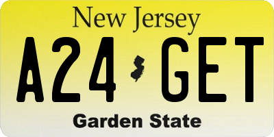 NJ license plate A24GET