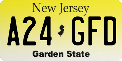 NJ license plate A24GFD