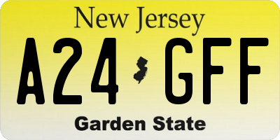 NJ license plate A24GFF