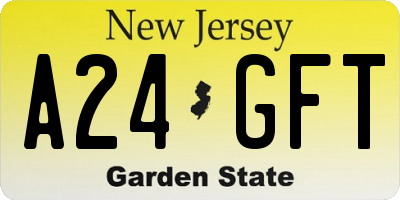NJ license plate A24GFT