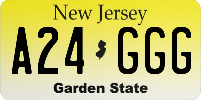 NJ license plate A24GGG