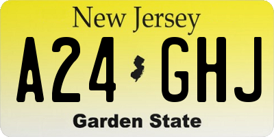 NJ license plate A24GHJ