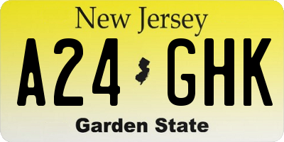NJ license plate A24GHK