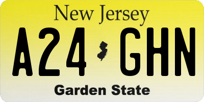 NJ license plate A24GHN