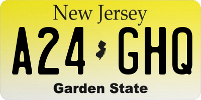 NJ license plate A24GHQ