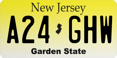 NJ license plate A24GHW