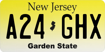 NJ license plate A24GHX
