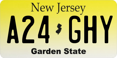 NJ license plate A24GHY