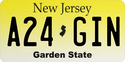 NJ license plate A24GIN