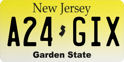 NJ license plate A24GIX