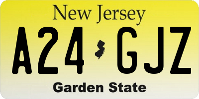NJ license plate A24GJZ