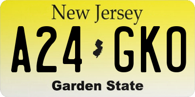 NJ license plate A24GKO