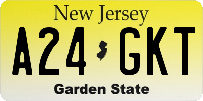 NJ license plate A24GKT