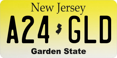 NJ license plate A24GLD