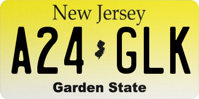 NJ license plate A24GLK