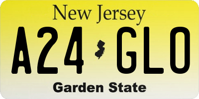 NJ license plate A24GLO