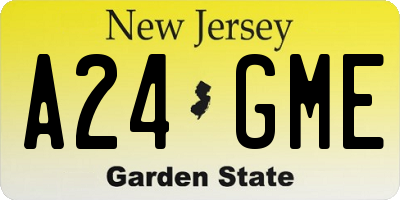 NJ license plate A24GME