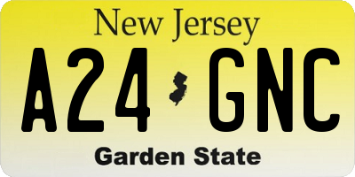 NJ license plate A24GNC
