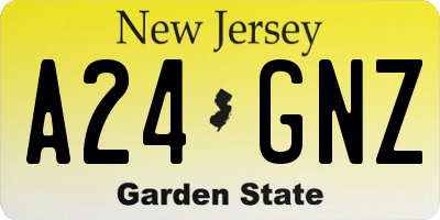 NJ license plate A24GNZ