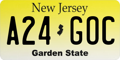 NJ license plate A24GOC