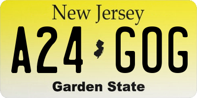 NJ license plate A24GOG