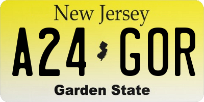 NJ license plate A24GOR