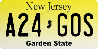 NJ license plate A24GOS