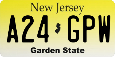 NJ license plate A24GPW