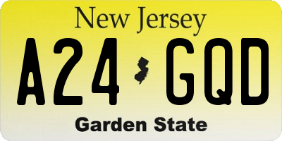 NJ license plate A24GQD