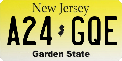 NJ license plate A24GQE