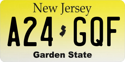NJ license plate A24GQF